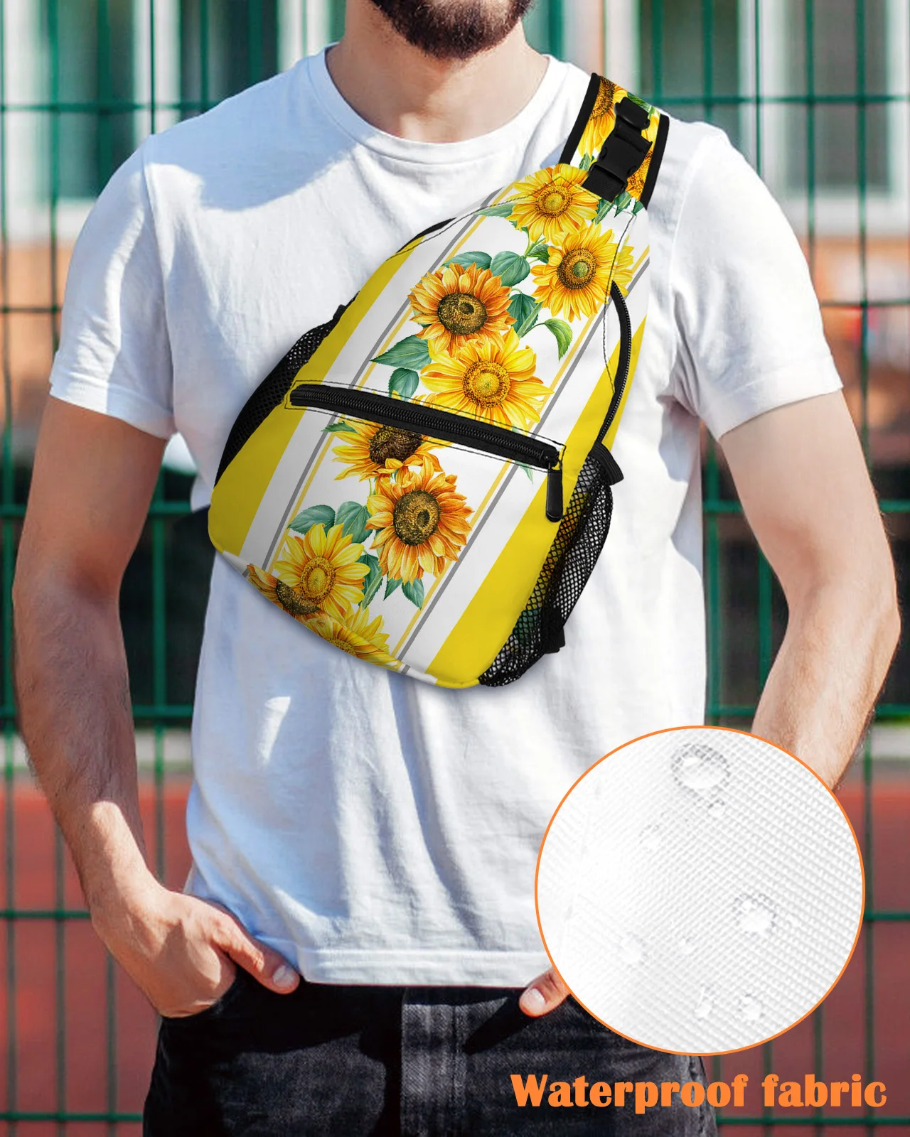 

Yellow Watercolor Sunflower Chest Bag for Man Women Casual Crossbody Bag Travel Shoulder Bag Large Capacity Sling Bag