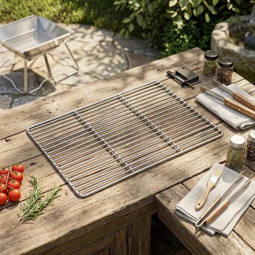 Grill Grates Stainless Steel for 2 Piece Set 45x26cm Rust Resistant for Everyday For BBQ Home Roasting and Baking Use