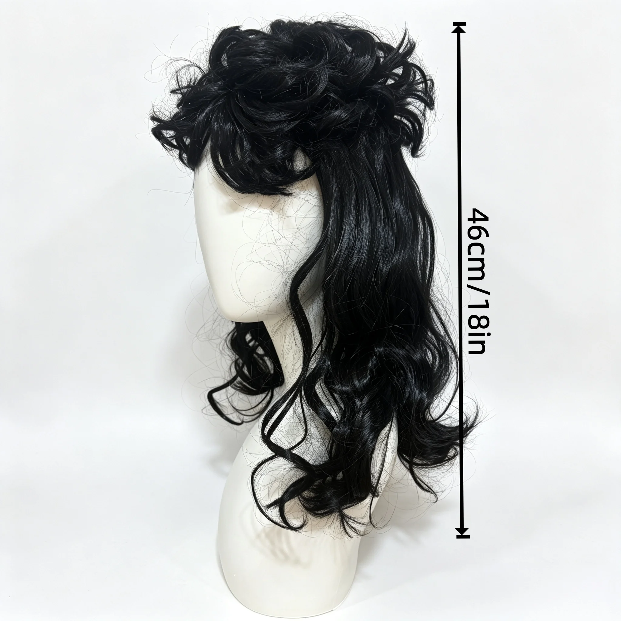 Premium Black Curly Synthetic Wig with Retro Updo Styling, Suitable for Women to Wear at Events Such as Mardi Gras, St.