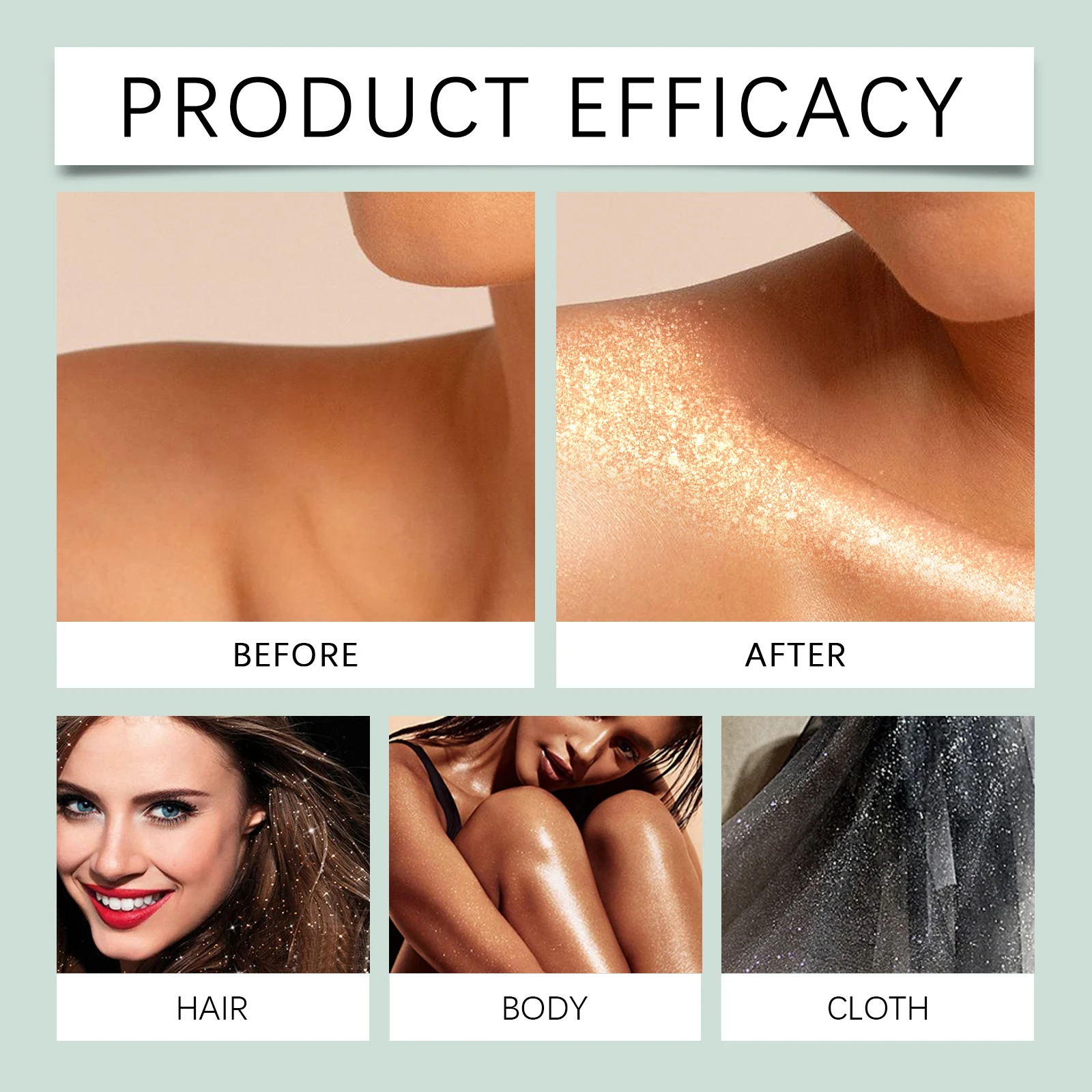 Mode Highlighter Pulver Spray Hochglanz Glitter Pulver Spray Schimmer Sparkle Pulver Make-Up für Gesicht Körper Highlight Make-Up