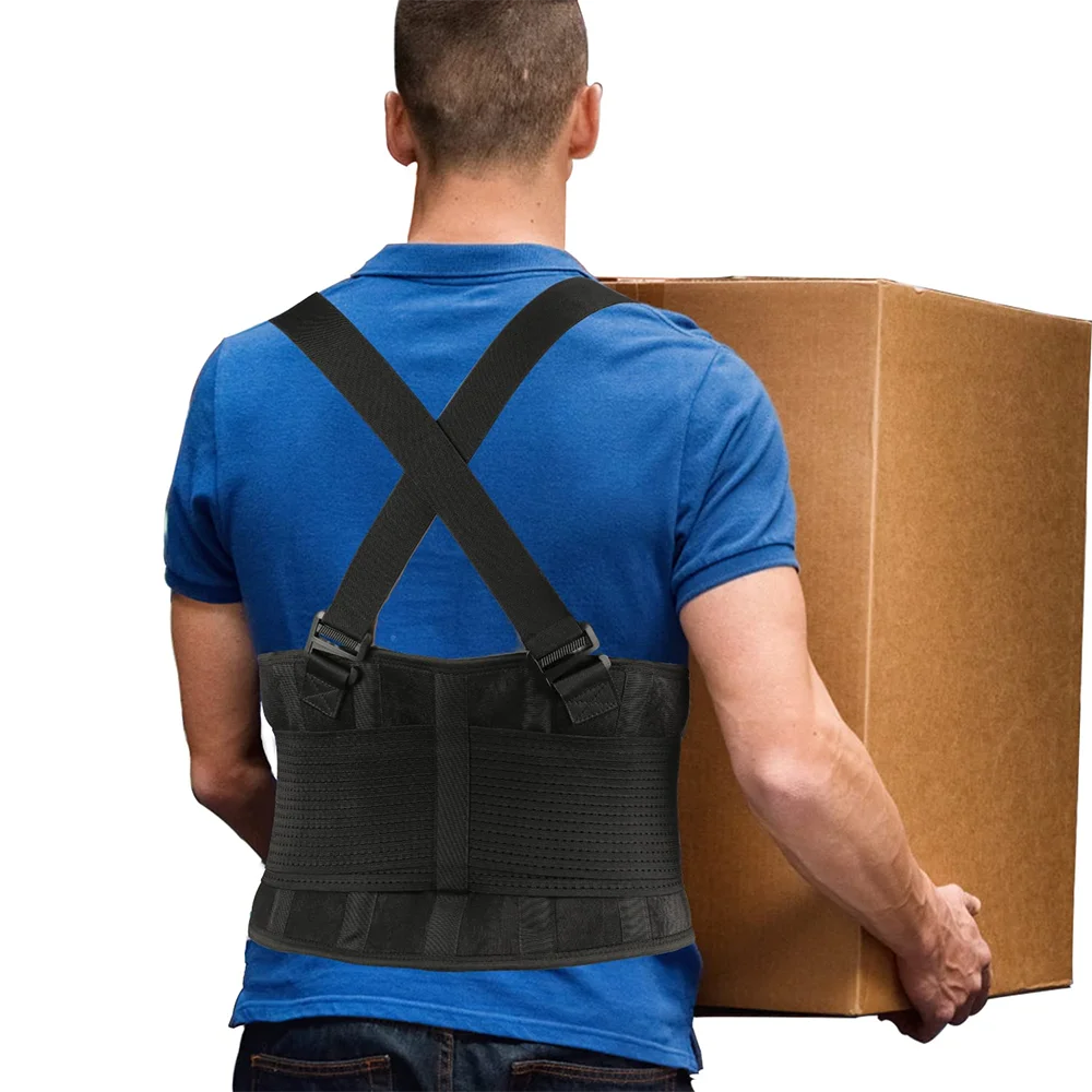 Lower Back Brace with Suspenders Back Support Belt for Men & Women Adjustable Work Back Brace for Warehouse Heavy Lifting Safety