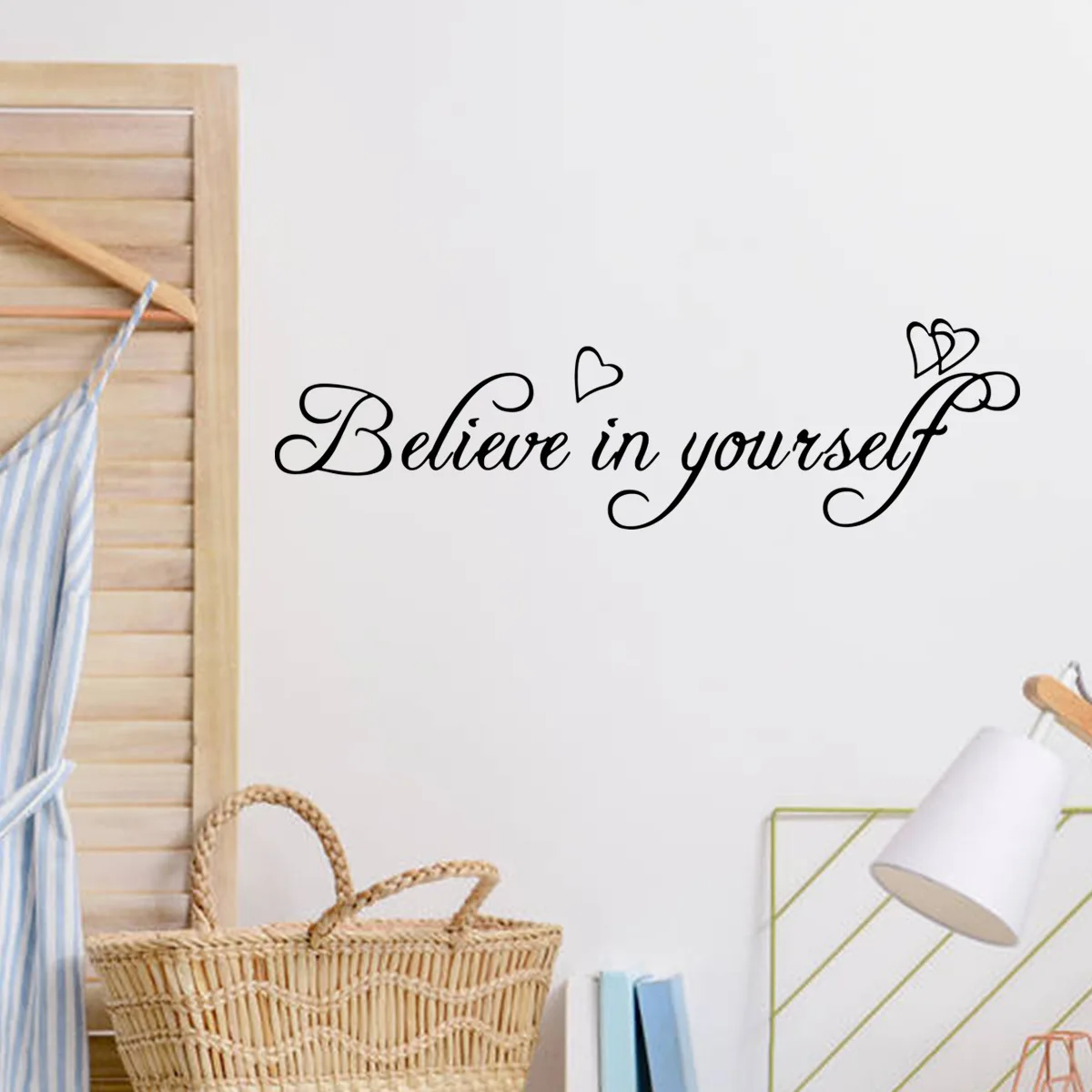 15*45cm English Inspirational Slogan Believe In Yourself Wall Sticker Background Wall  Living Room Decoration Mural Wall Sticker