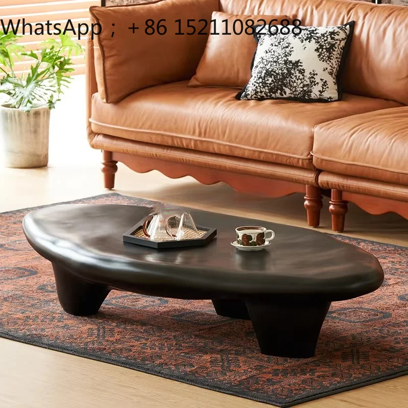 SCY special-shaped cobblestone coffee table wabi sand wind medieval irregular fiberglass steel tea table living room short table