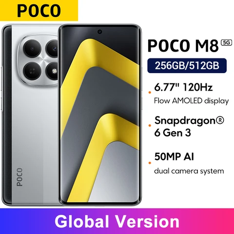 Смартфон POCO M8, 6.77" AMOLED, 50 МП, Snapdragon, NFC, 5520 мАч, 45 Вт — детальный вид товара
