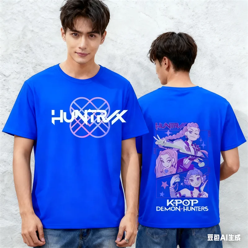 Fashion Kpop Demon Hunters Pattern Couple Outfits 3D Printed Crew Neck Short Sleeve Tops Trend Hip Hop Harajuku Unisex Clothing - Image 5