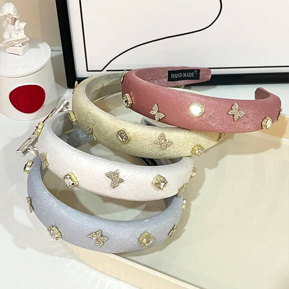 

925 Silver Diamond Butterfly Hairband Padded Headband for Women Wedding Hair Accessories Luxury Crown Butterfly Zircon Headband