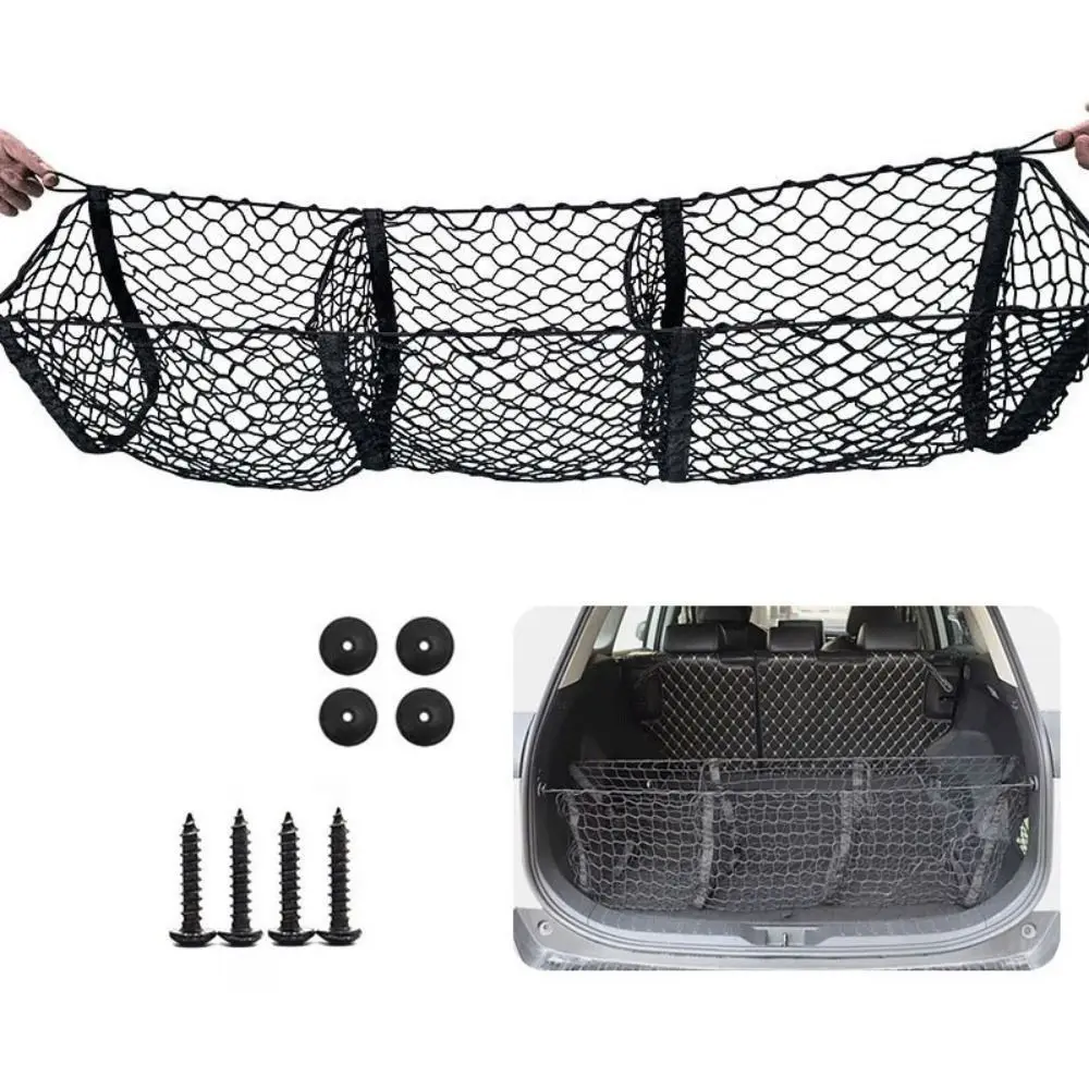 

Three Grids Rear Truck Storage Bag Universal Suspension Type Luggage Nets Large Capacity Elastic Fabric Car Organizer Truck