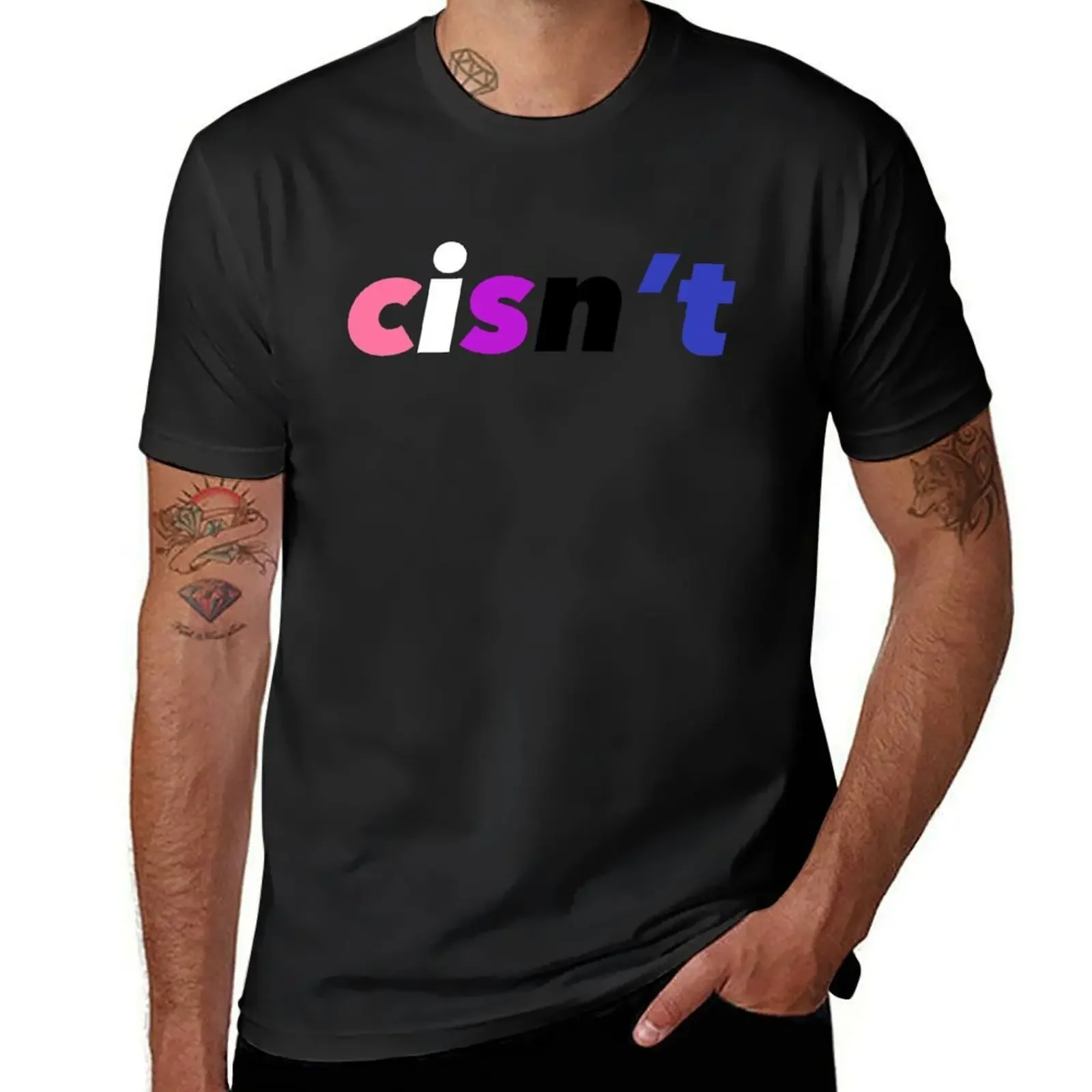 Cisn’t (Genderfluid Flag) T-Shirt Short sleeve tee Blouse graphics heavy weight t shirts for men