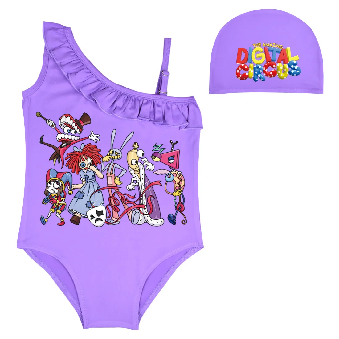 

2024 New Magic Numbers Circus Swimsuit Girls Medium and Large Children One-piece Swimsuit Best Gift for Children