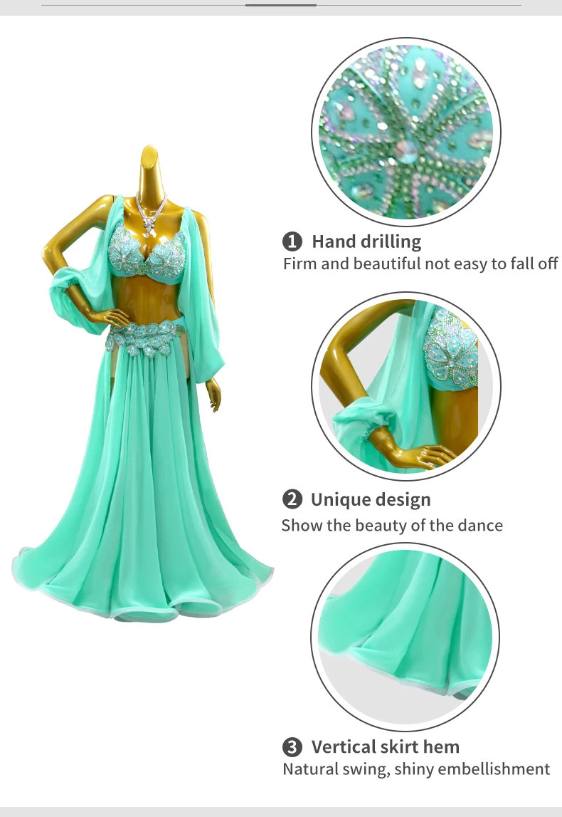 Bauchtanz-Übungskleidung Orientalisches Kostüm Damenkleid Unterrichtsrock Bauchtanz-Bühnenanzug 2026 Karneval Tanzkleidung Outfit – Detail 6