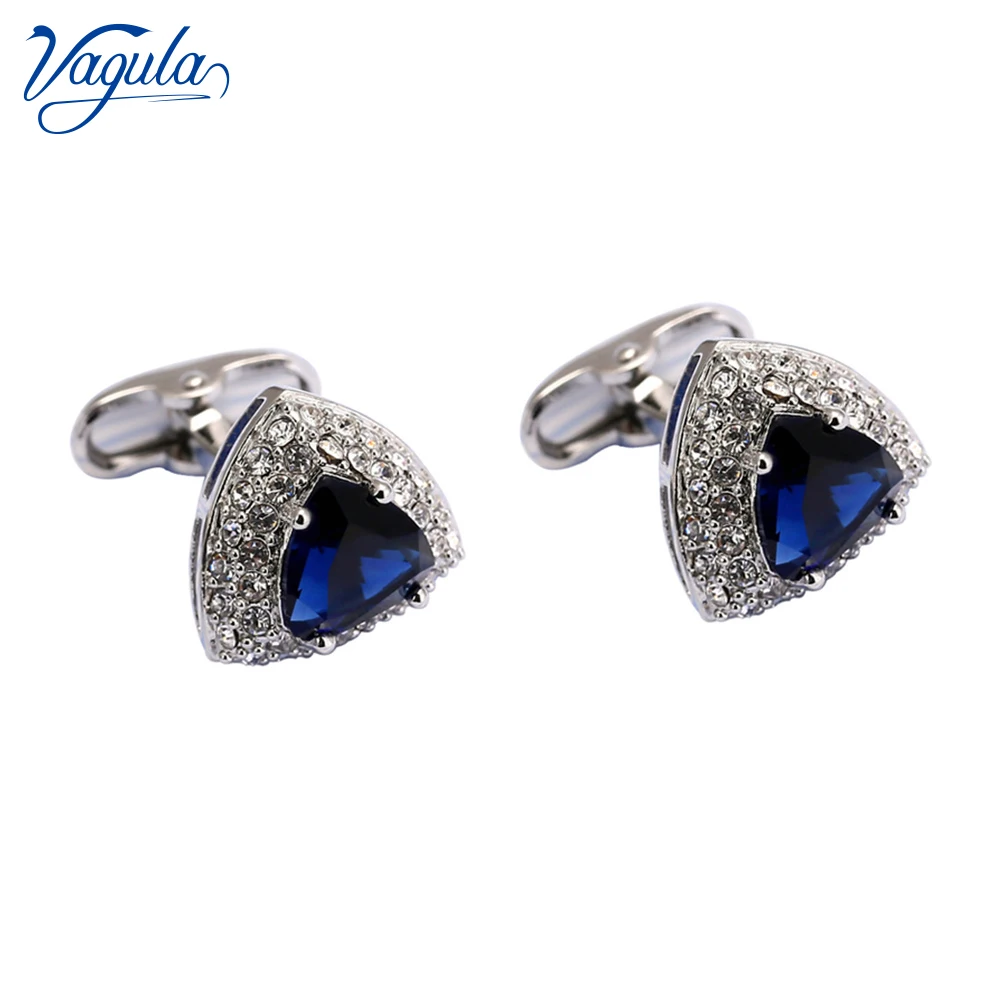 VAGULA Classic Cufflinks Luxury gift Party Wedding Suit Shirt Gemelos Jewelry Buttons Blue Crystal Cuff links 159