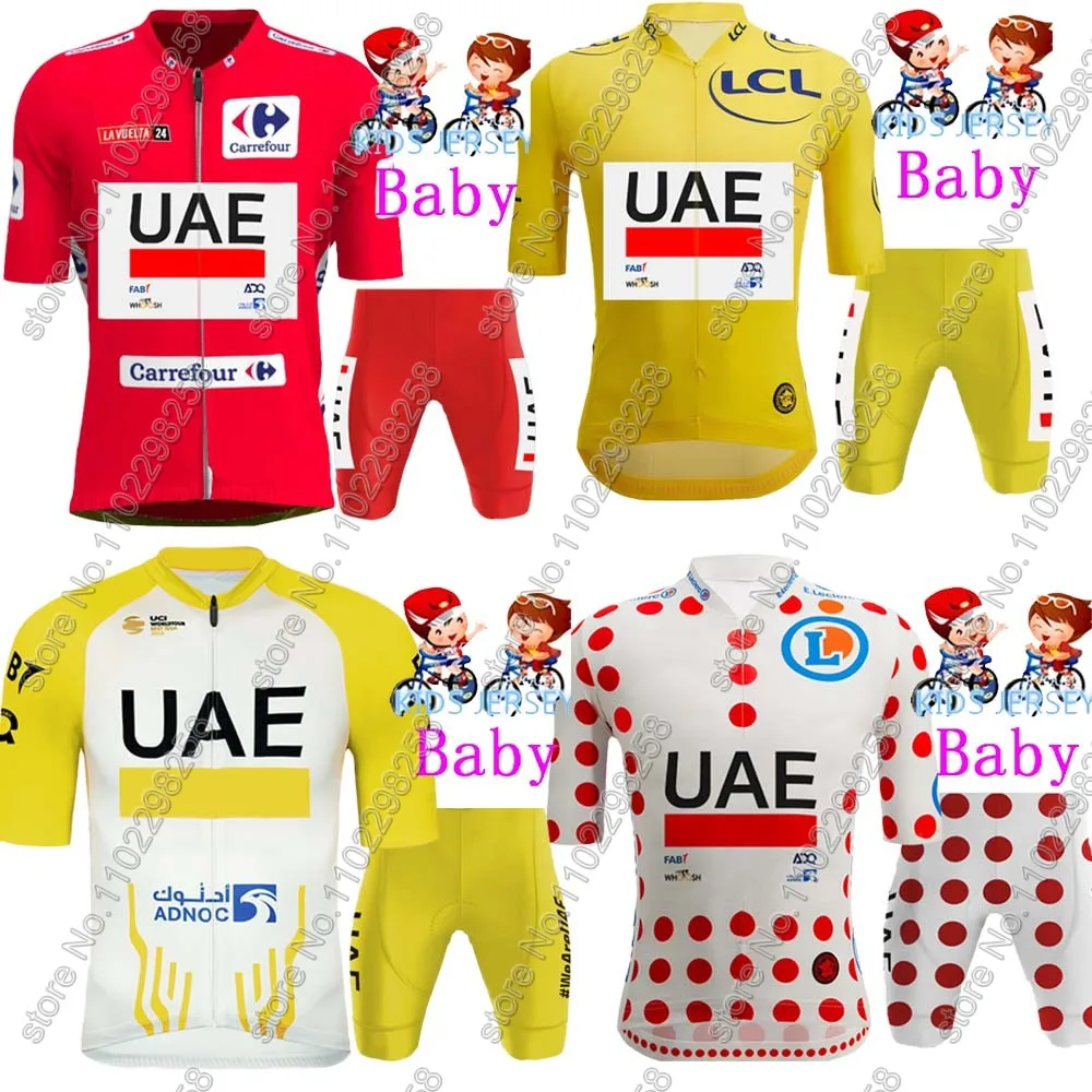 Kids UAE Cycling Jersey 2024 Slovenia Yellow France Tour TDF Set Boys Girls  Cycling Clothing Children Suit MTB Ropa Maillot