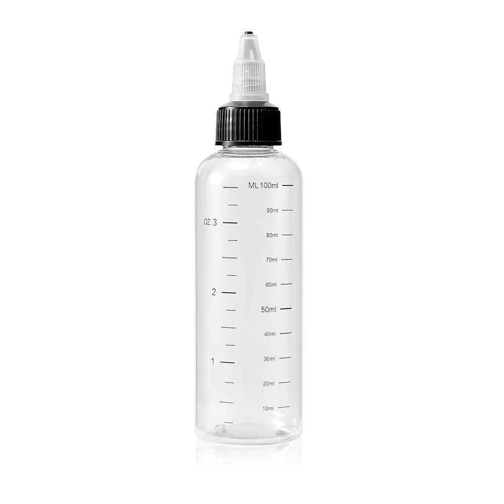 

50Pcs 3.4oz Hair Squeeze Bottle Twist-On Top Tip Cap with Ratio Graduated Scale Color Dye Bottle,Applicator Bottles for Hair