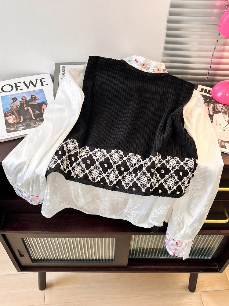 سترة مطرزة كلاسيكية Jaet للسيدات لخريف 2024 ملابس خارجية ort بطبقات وسادة كتف علوية للتنقل Sle مستديرة Ne