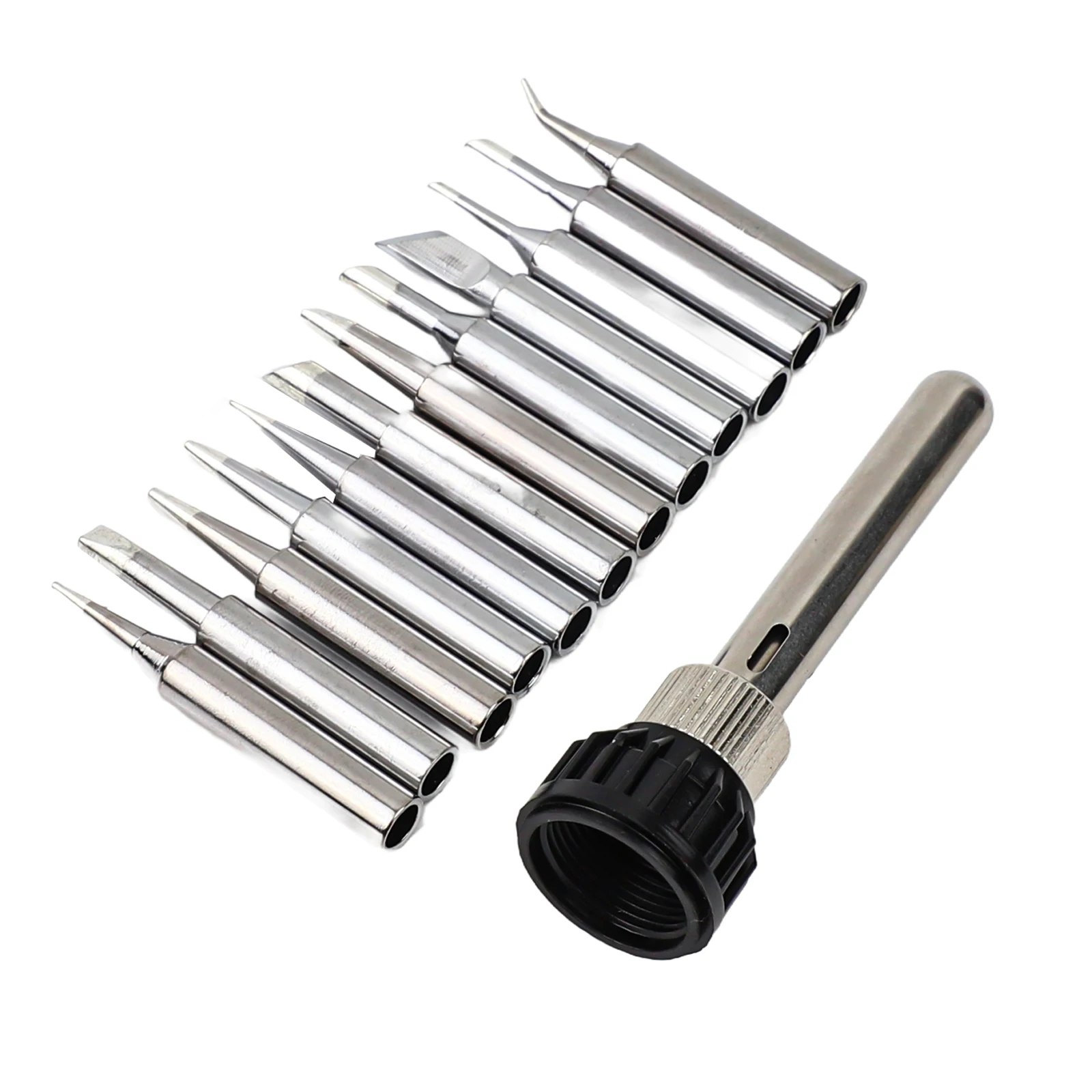 

Practical Soldering Iron Tips 13pcs/set 4.2cm 900M-T 907 933 926 937 928 94 Silver Station Tool W/Handle Adapter
