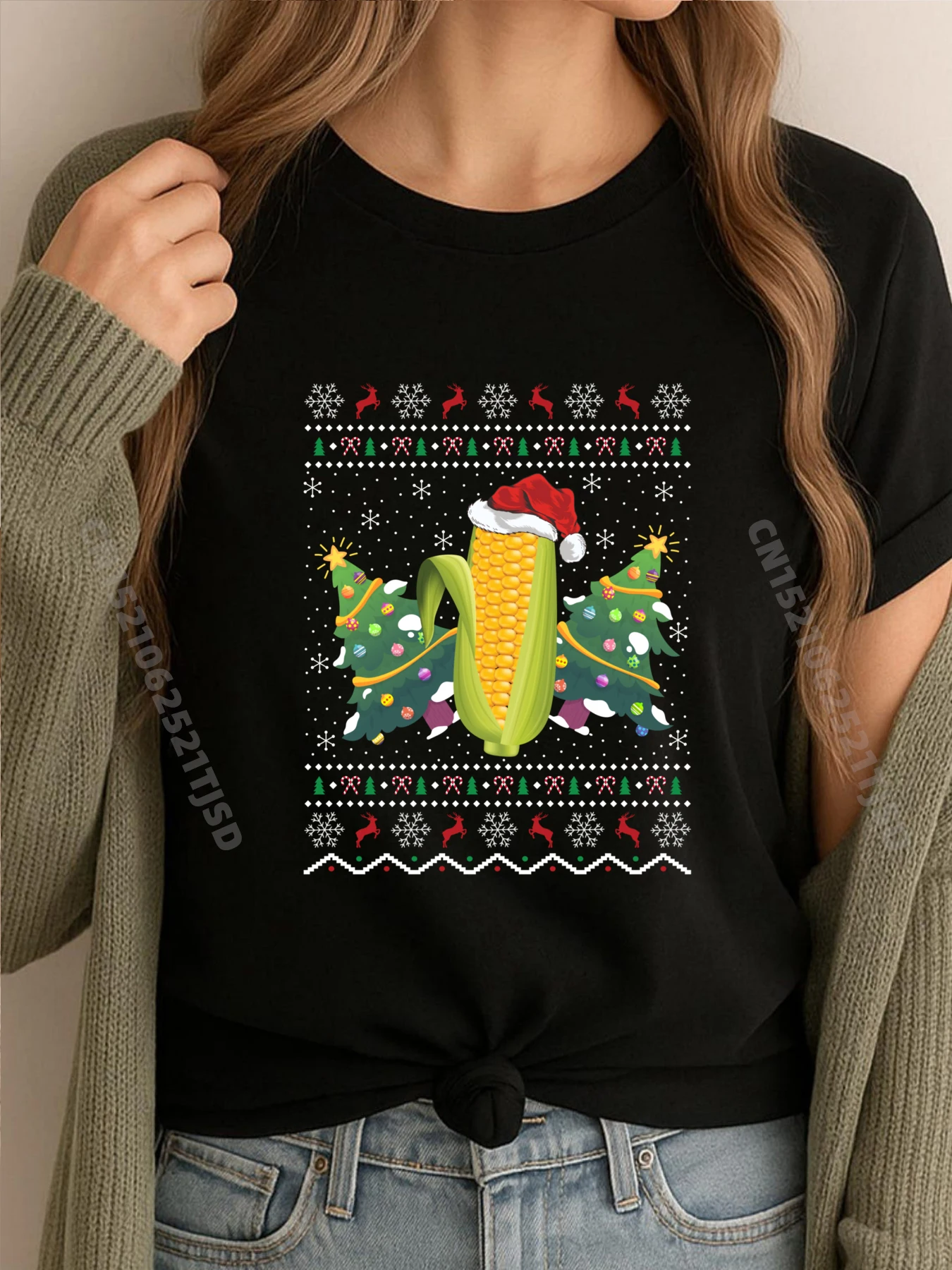 

Corn Lover Xmas Ugly Corn Christmas White Graphic Tee Tshirt Tshirts Washed Geek