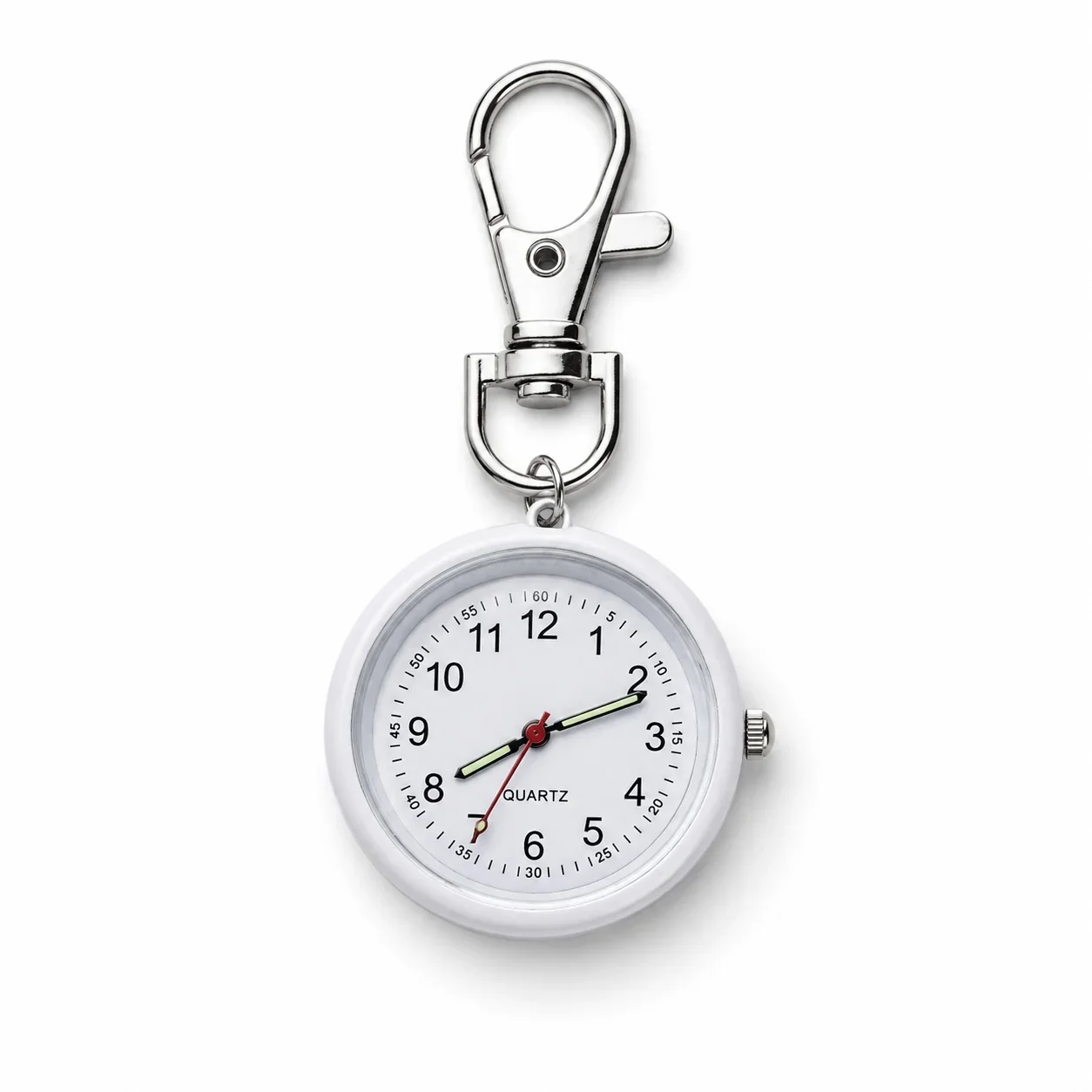 Mini Keychain Pocket Watch Number Dial Quartz Watch Clip‑On Carabiner Fob Watch Portable Timepiece for Medical Staff Students