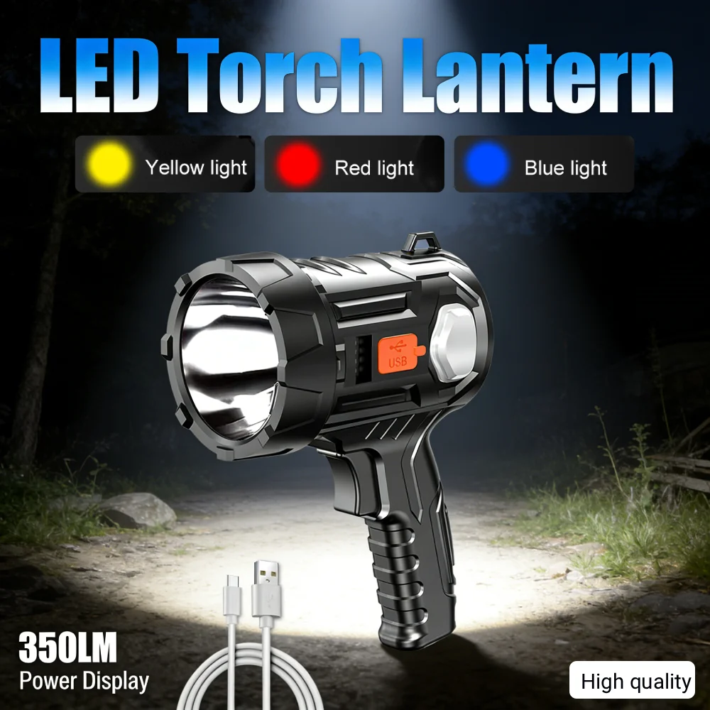 

Водонепроницаемый портативный светодиодный фонарь на солнечной батарее 350 лм, 6 режимов, 3-цветный фильтр, зарядка Type-C, индикатор заряда, аварийный повербанк