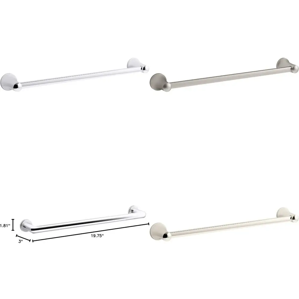 

Tempered Glass 18-Inch Towel Bar in Polished Chrome Finish, Modern Bathroom Hardware Accessory