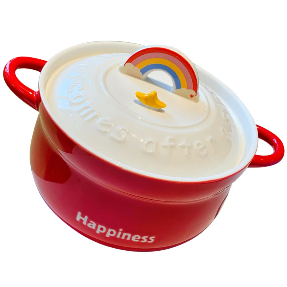 

Ramen Bowl with Lids Soup Bowls Ceramic Instant Noodle Microwavable Cute Porcelain