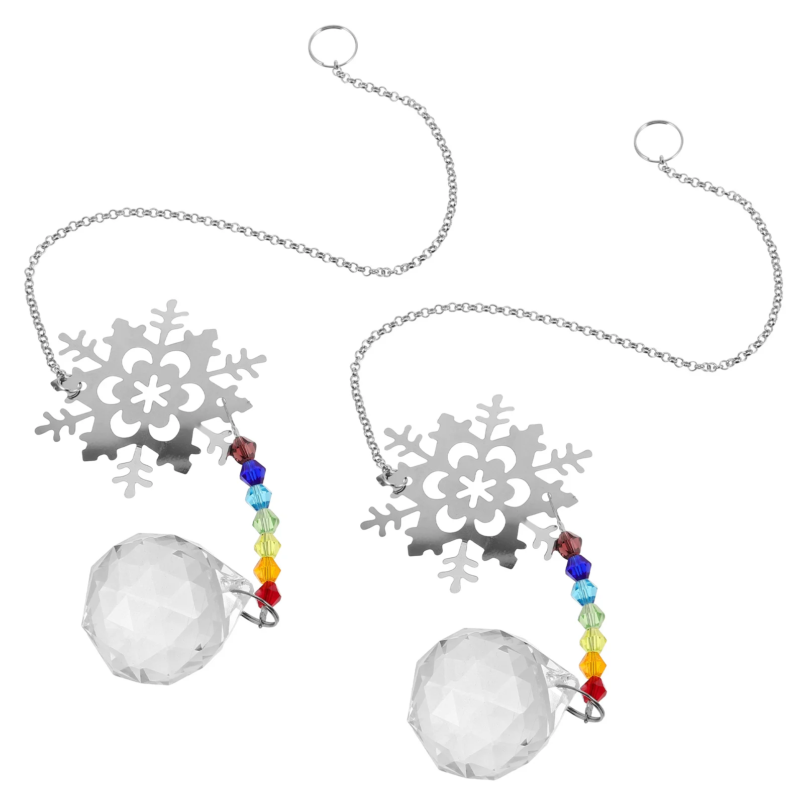 

2pcs Crystal Snowflake Ornaments Hanging Prism For Chandeliers Windows Sun Catcher Home Office Garden Christmas Tree Decor Light