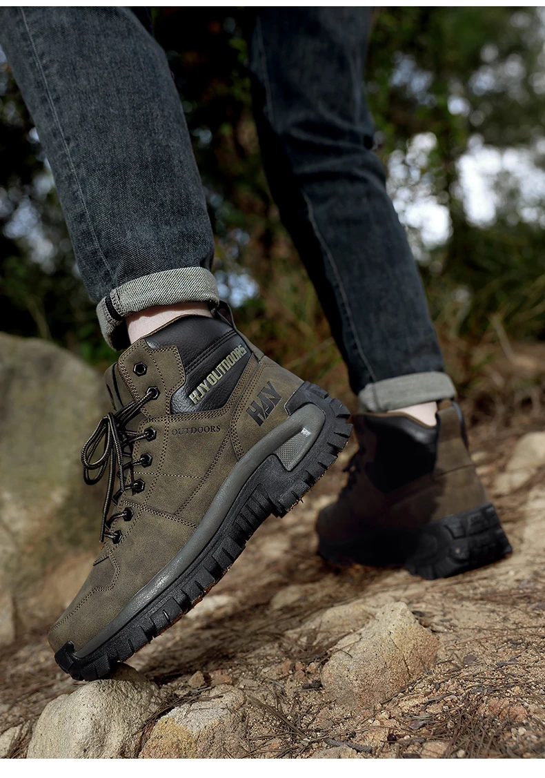 High-Top-Lederstiefel für Herren, atmungsaktive Desert Combat Boots, rutschfeste Outdoor-Wanderstiefel für Herren, Motorradstiefel, Arbeitsstiefeletten – Detail 24