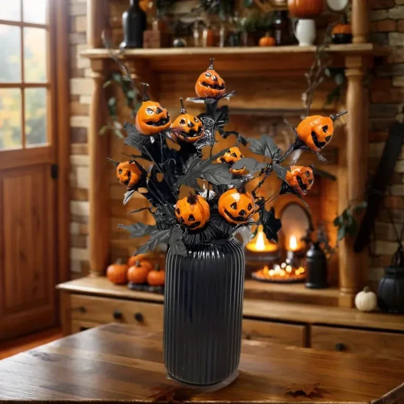 

1-10Pcs Black Horror Pumpkin Cutting Bouquet for Halloween Ghost Festival Prank Party Gift Bar Party Furniture Decoration Props