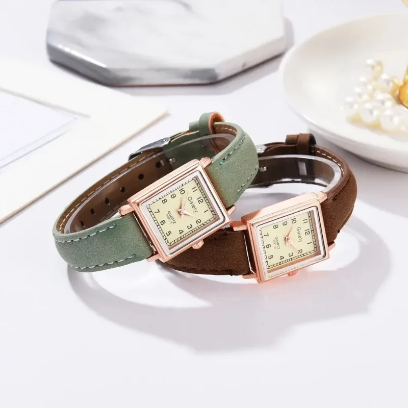 Luxury Square Vintage Women Watches Leather Belt Female Dress Quartz Clock Casual Bracelet Women Wrist Watch Reloj Mujer Montre