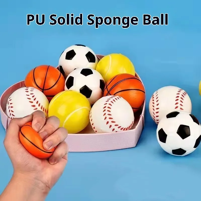 6PCS PU Squeezing Ball Sponge Ball Facial Expression Foam Ball Pinching Stress Relieving Toy Wrist Movement 6.3cm Children's Toy