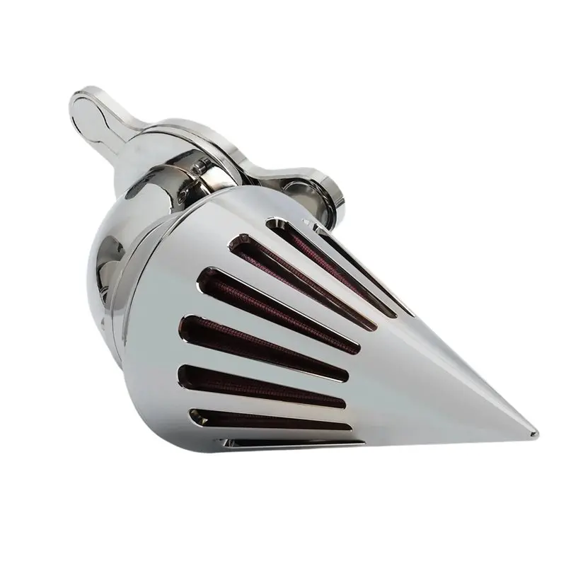 Cone Spike Air Cleaner Intake Filter For Dyna Softail Touring Road Glide Electroplated/Red