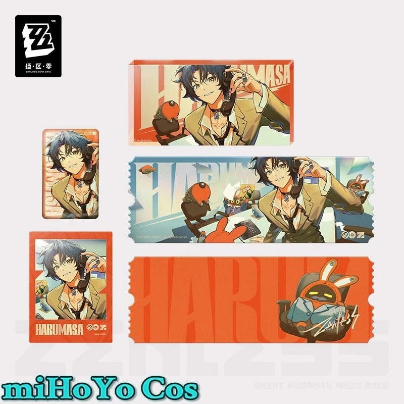 

[Genuine] Game Zenless Zone Zero Asaba Harumasa Cosplay 3D DIY Badge Brooch Anime Cartoon Ornaments Laser Ticket Set Halloween