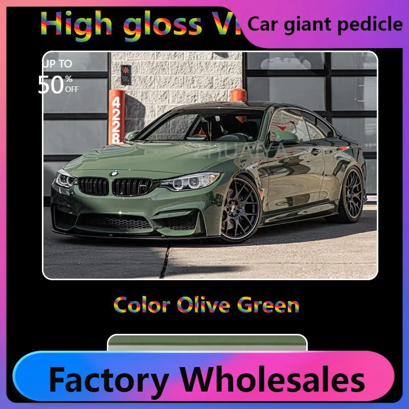 

Highest quality super gloss Olive Green wrap true Gloss vinyl wrap for Vehicle wrap quality Warranty ZHUAIYA