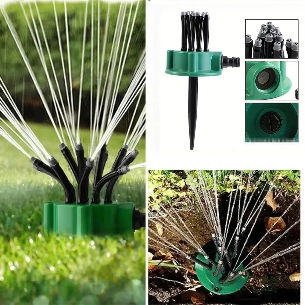 360 Degree Automatic Garden Sprinkler Large Area Rotating Nozzle Lawn Sprinkler Multi Heads Water-saving Garden Lawn Waterer