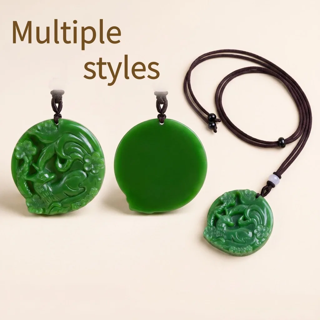 Green Natural Jade Pendant Jasper Necklace Real Jewellery Carved Gemstone Lucky Charm Amulet Fashion Luxury Gifts for Women Men