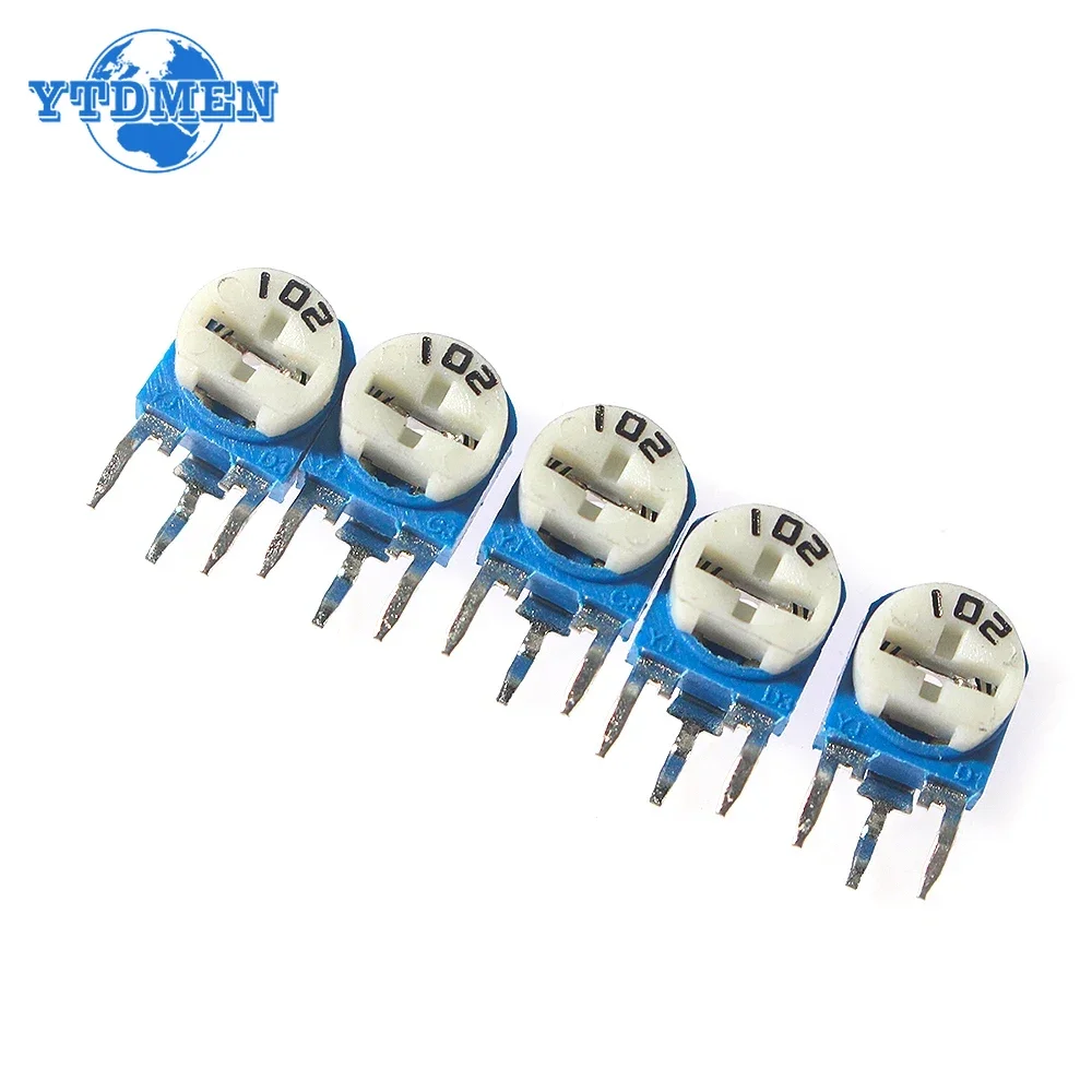 65PCS RM063 Potentiometer Vertical Adjustable Resistor Kit 100 Ohm -1M Ohm 13 Kinds * 5 PCS=65PCS Trimmer Potentiometers