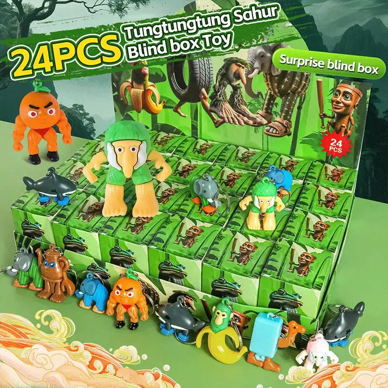 

24PCS Tungtungtung Sahur Figurine Blind Box Toys Bombardinocrocodilo Figures Key Chain Figure Tralalero Tralala Birthday Gift