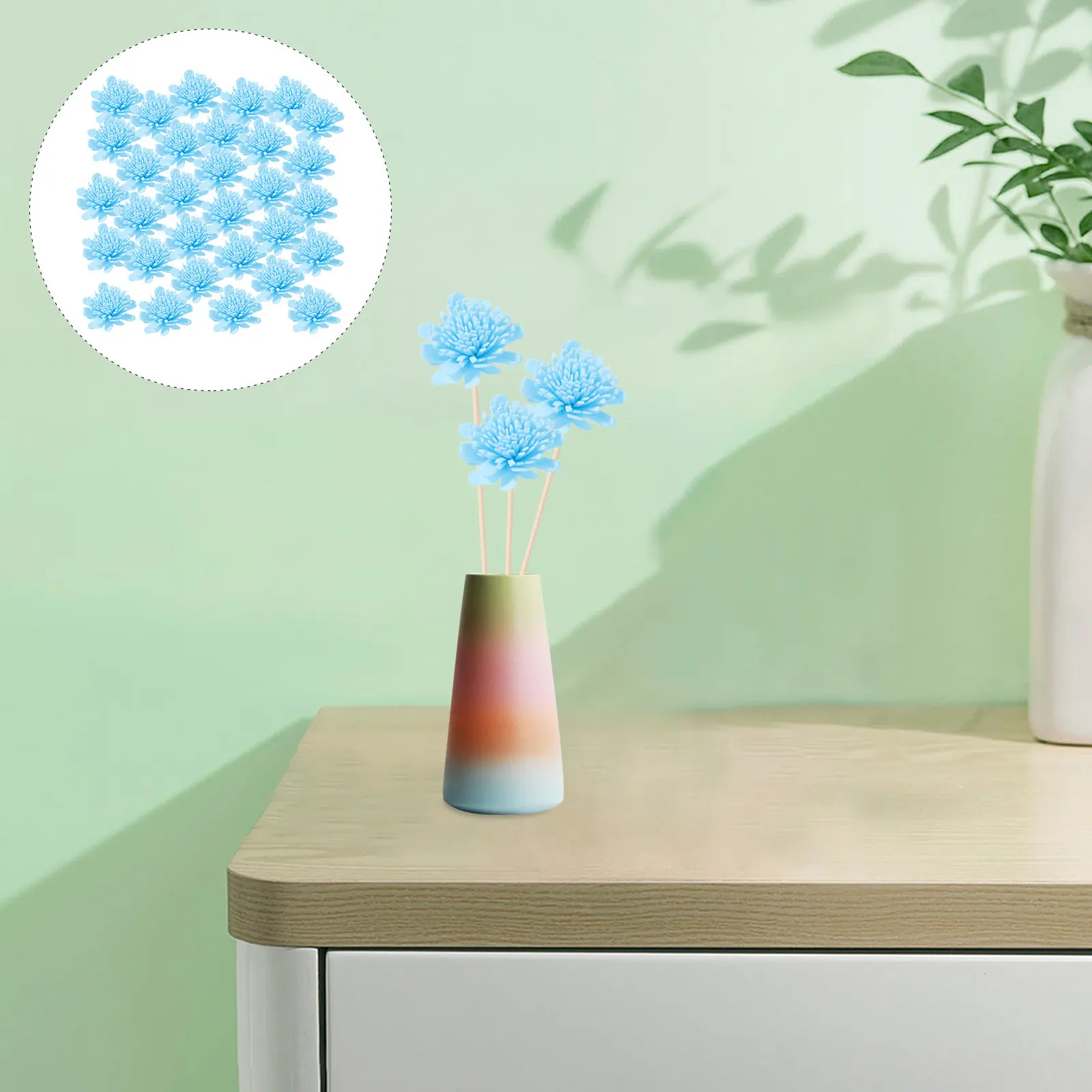 

100pcs Aromatherapy Diffuser Chrysanthemum Flowers PE Plastic Accessories for Essential Oil Evaporation Home Decor Scented