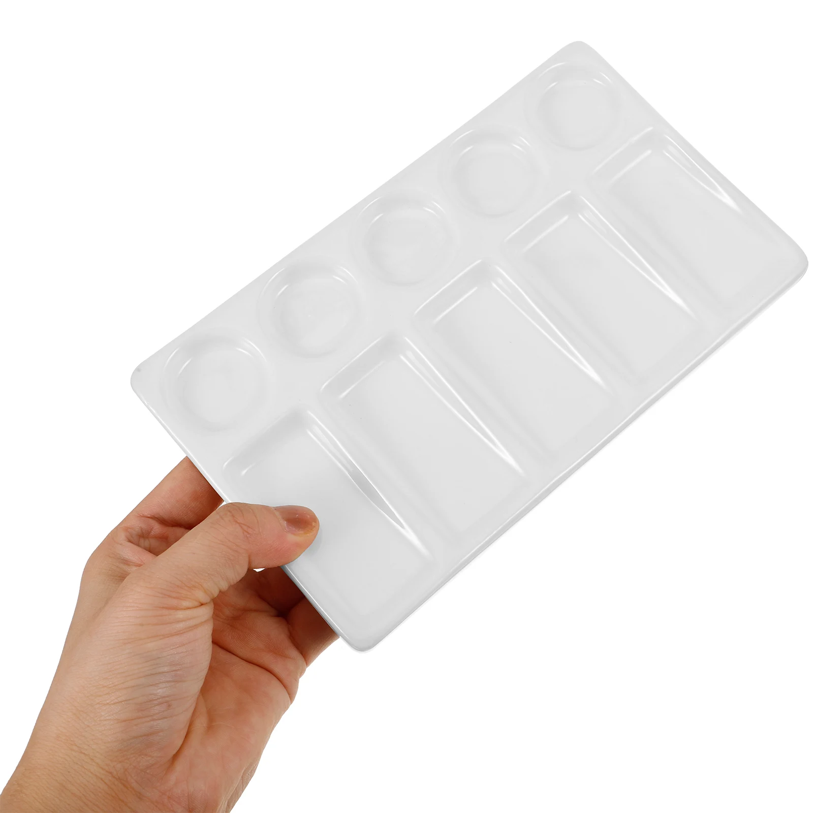 

Rectangular Palette 10 Wells White Ceramic Plastic Tray for Watercolor Gouache Acrylic Oil Painting Easy Clean Supplies
