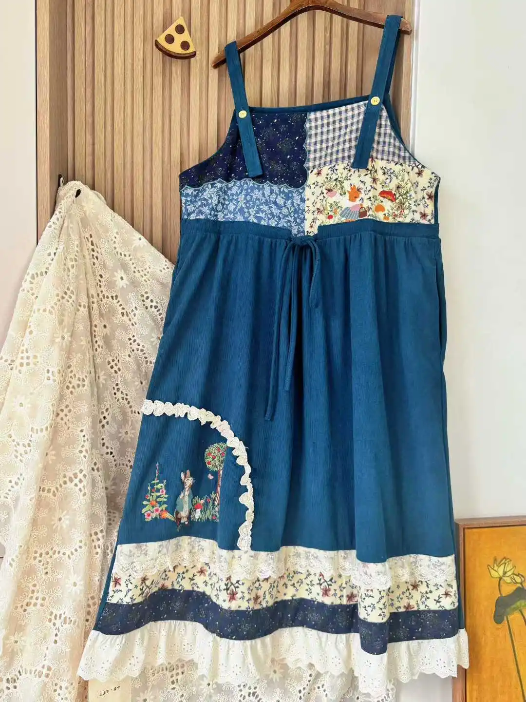 Inverno coreano doce veludo renda bordado sem mangas suspender vestido mori menina kawaii lolita harajuku japonês vestido longo