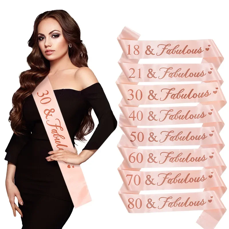 Birthday Sash Rose Gold Fabulous Sash Birthday Gifts for Women Party Favor Supplies Happy 18 30 60th Birthday Party Decorations