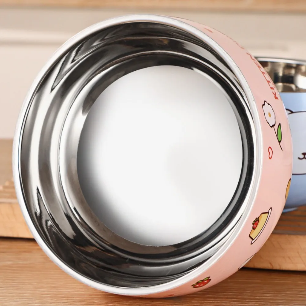 

Cartoon Pattern Stainless Steel Children's Bowl Anti-scalding Double Layer Ramen Bowl Drop-proof Unbreakable Rice Bowl