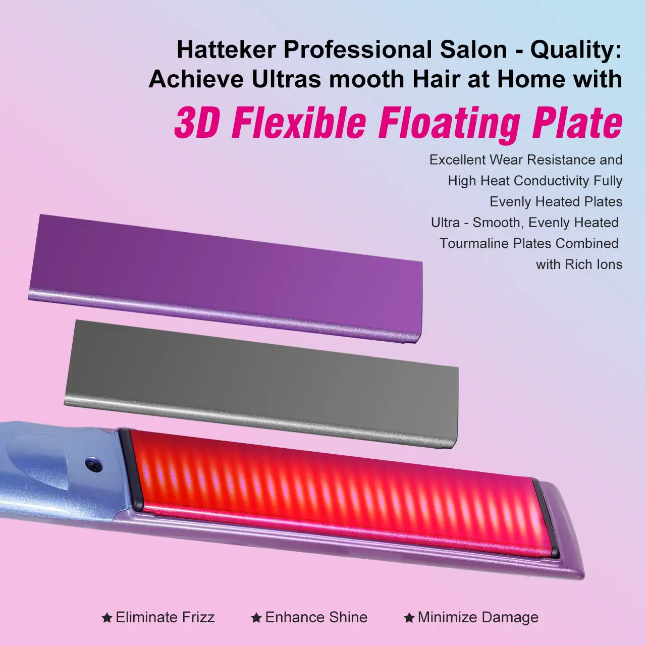 Professional Flat Iron Fast Heating Hair Straightener Brush Mini Styling Machine with LED Display view 5