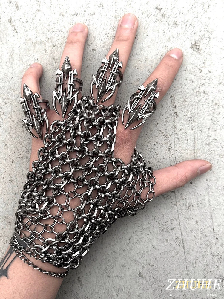 

ZHUHE Rotten Metal, Dark Industrial, Hollowed-out Ring, Gothic Style Jewelry Accessories, Party Gifts
