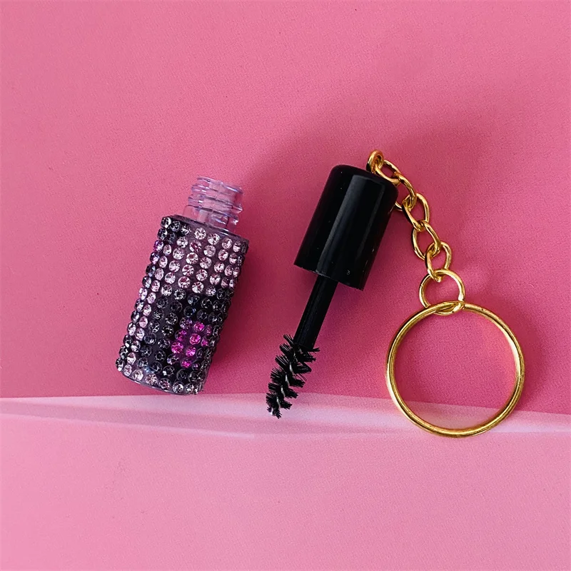 New Popular Glitter Diamond Mini Eyelash Brush Key Ring Mini Mascara Wand