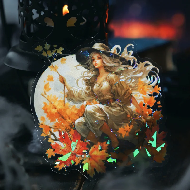 5 Stück Laser-Hexen-Zaubersticker Glänzende Holografische Folie Journal DIY Dark-Style Dekor-Zubehör