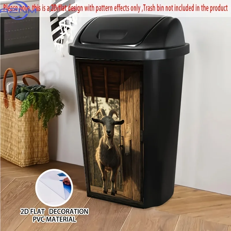 Large Farmhouse Decor Stickers - Realistic Goat & Cabin Door Design, Self-Adhesive Dumpster Decoration, Easy to Apply & Remove