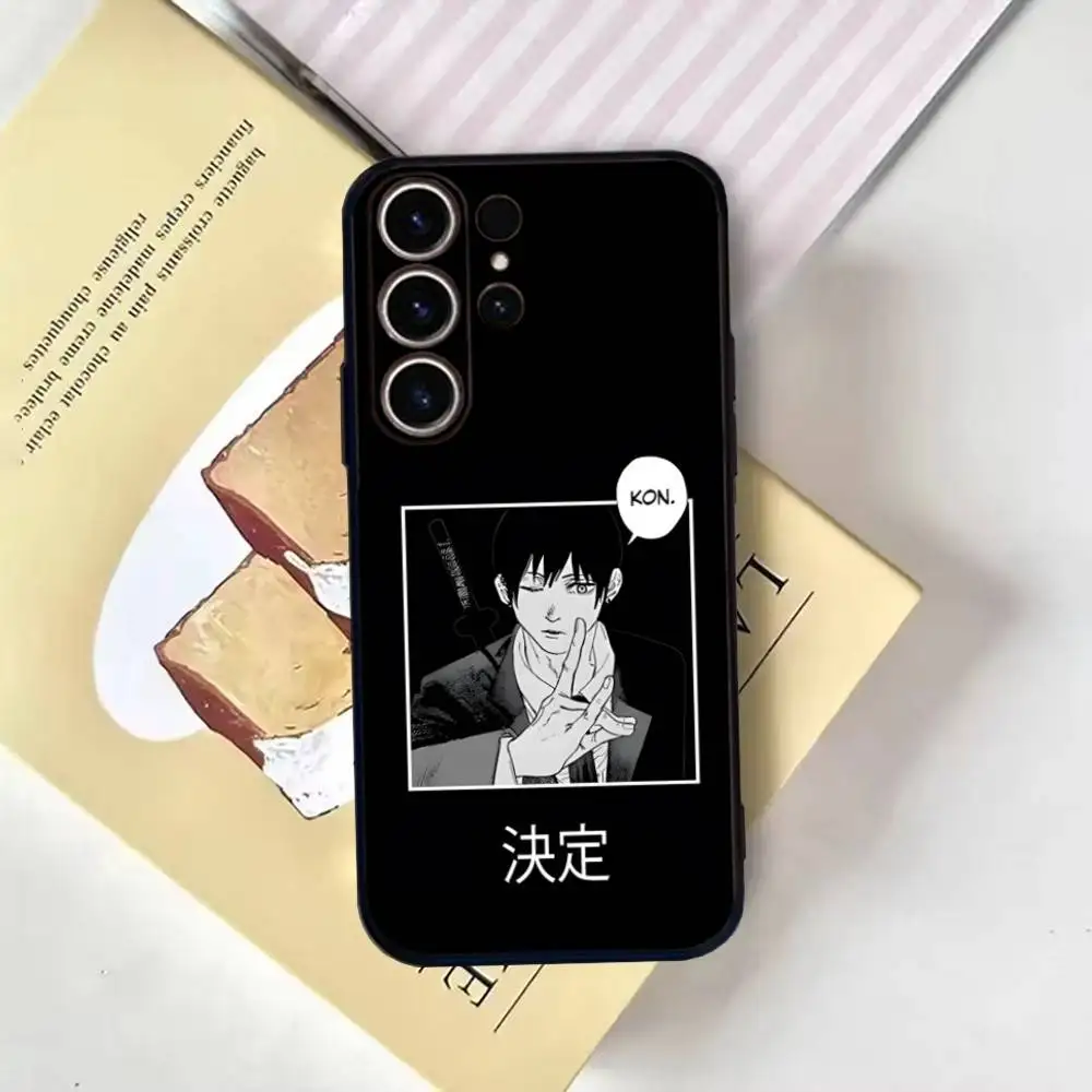 حافظة هاتف C-ChainsawS M-Man Aki Hayakawa لهاتف SamsungS25,24,21,22,23,30,Ultra,20,Plus,Fe,Lite,not,10,9,غطاء أسود ناعم #3