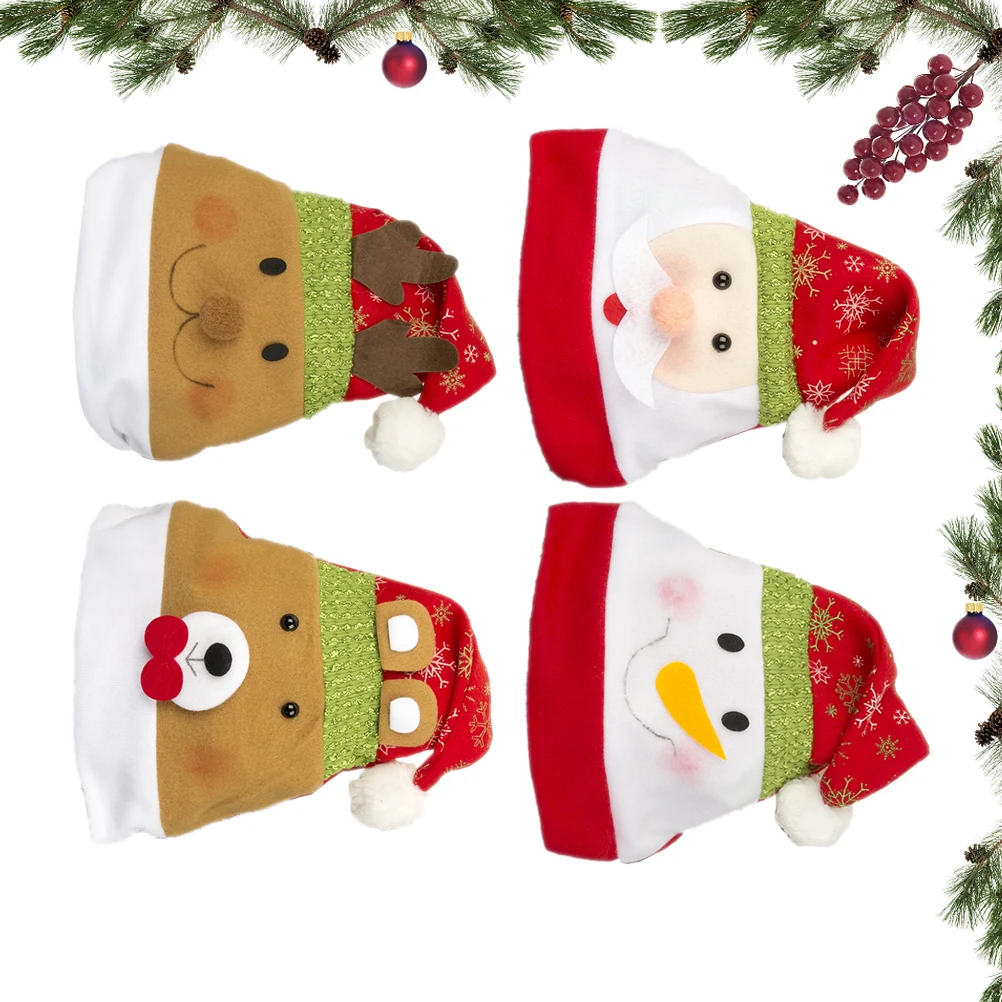 

4pcs Christmas Hat Santa Hats Adults Headdress Warm Flannelette Decorative Party Supplies Costumes Festive Accessories