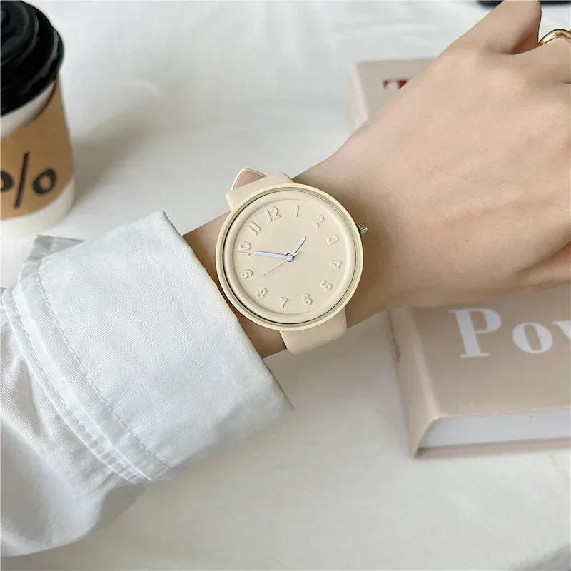 New Women Quartz Watch Macaron Color Temperament Simple Retro Student Digital Watches Clock Hight Quality Wristwatch