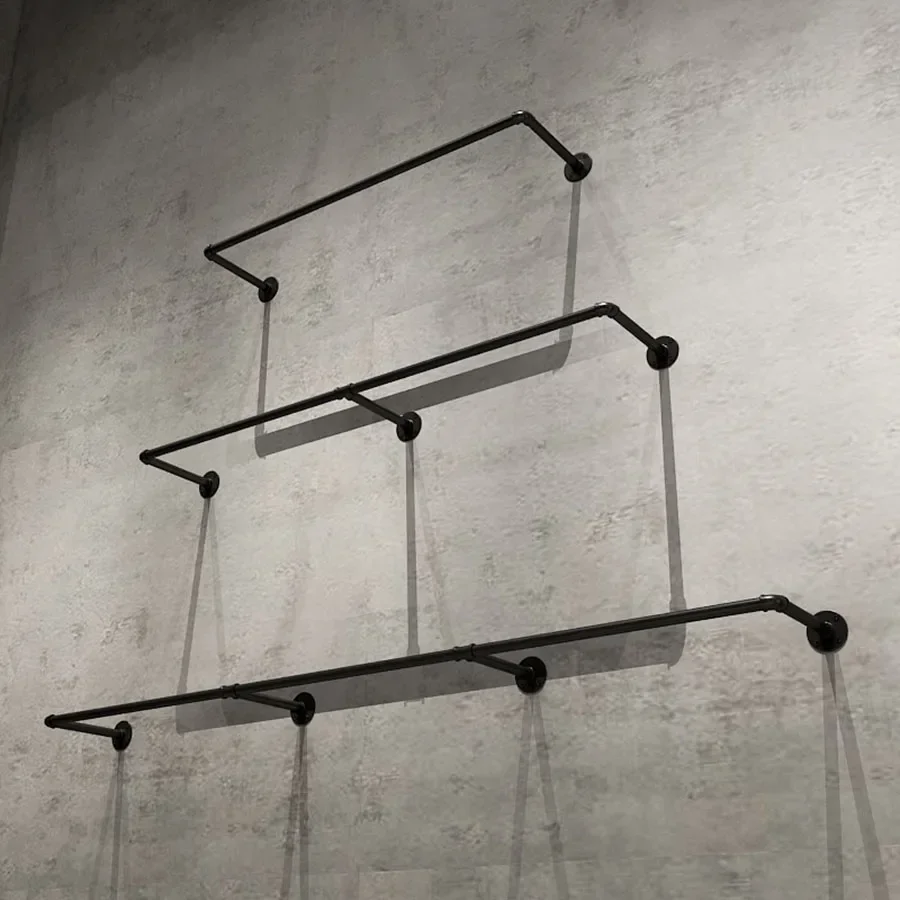

Premium products Black Cloth Racks Wall Mounted Hanging Long Extended Display Shop Good Quality Clothes Hanger Elegant Cabides S
